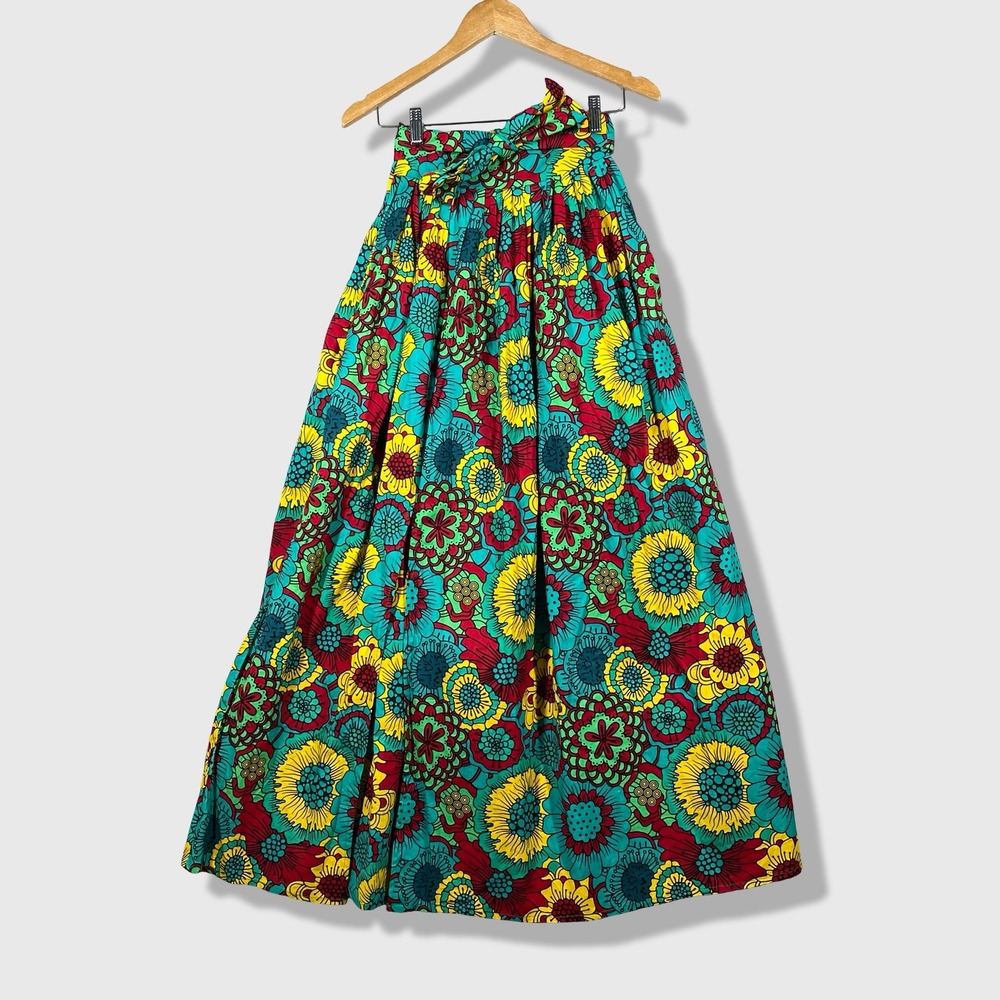 Unbranded Maxi Skirt Womens S Multicolor African Floral Print Boho Wax Cotton